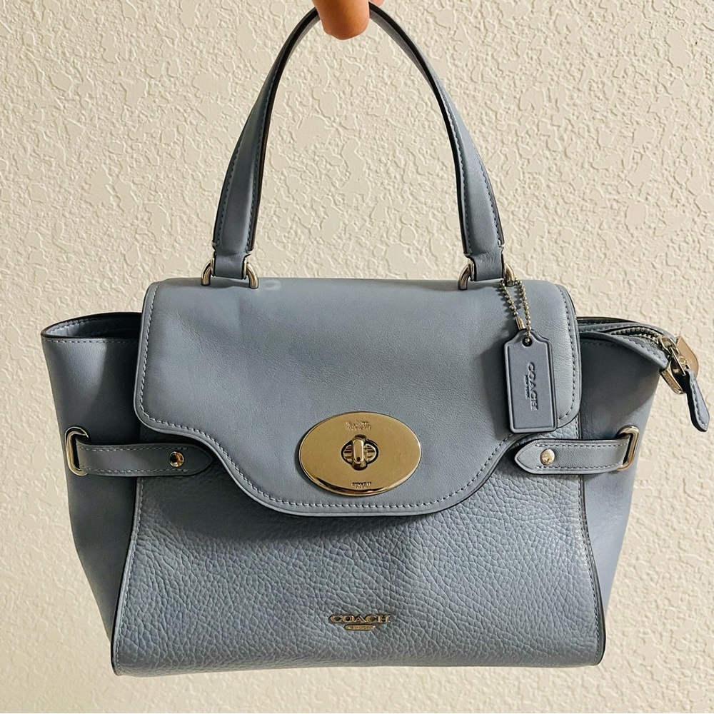 Coach Light Blue Leather Crossbody Satchel Bag